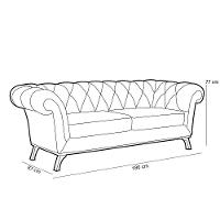 Sofá 3 Lugares Império 180 Cm Veludo Cinza C-317 - 2