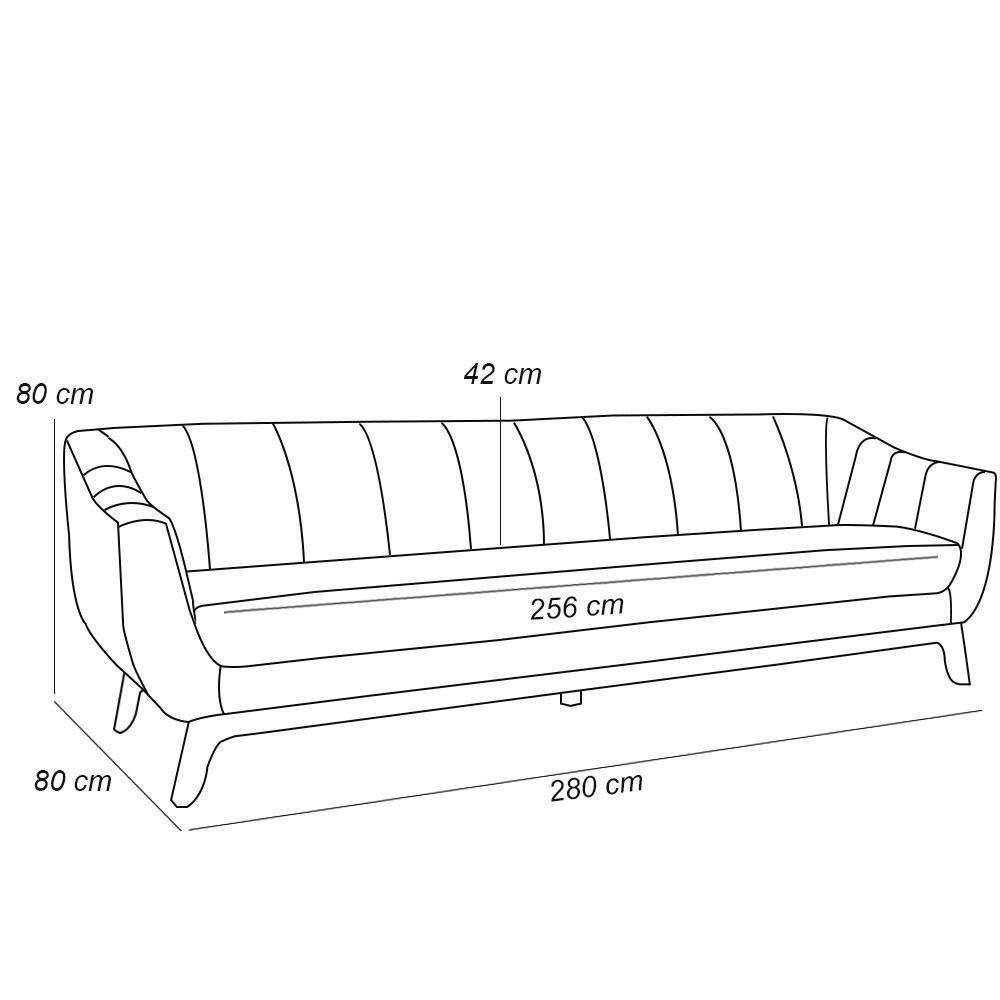 Sofá 4 Lugares Para Sala De Estar Atenas 280 Cm Bege C-443 - 2