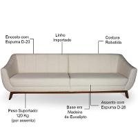 Sofá 4 Lugares Para Sala De Estar Atenas 280 Cm Bege C-443 - 3
