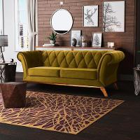 Sofá 4 Lugares Império 300 Cm Veludo Mostarda C-260 - 7