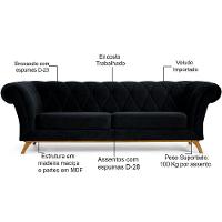 Sofá 4 Lugares Império 280 Cm Veludo Preto C-300 - 3