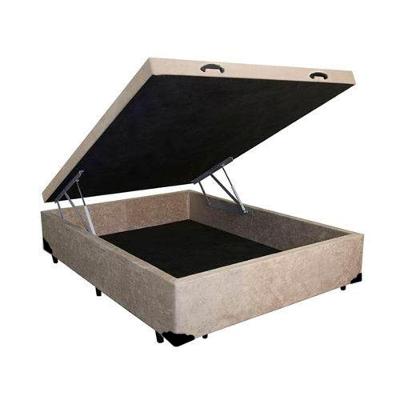 Cama Box com Baú Casal Extremo Reforçado Blindado Suede Bege Homequeen 138CM