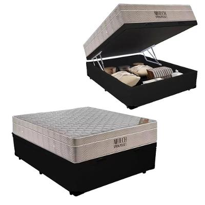 Cama Box com Baú Casal Airtech Pillow Top Molas Ensacadas Preto Ortobom