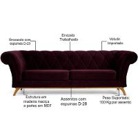 Sofá 4 Lugares Império 280 Cm Veludo Roxo Grape C-292 - 5