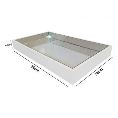 Bandeja Espelhada Laqueada com Espelho Fixo Branco Decoraper 38CM