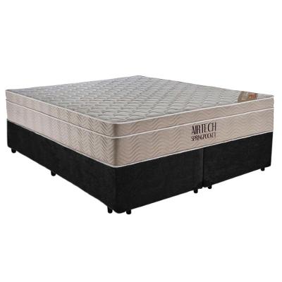 Cama Box com Colchão Casal Suede Bipartido + Ortobom Airtech Molas Ensacadas Preto Ortobom