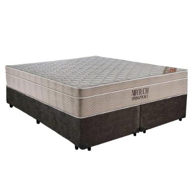 Cama Box com Colchão Casal Airtech Euro Pillow Molas Ensacadas Suede Marrom Ortobom