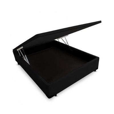 Cama Box com Baú Casal Extremo Reforçado Estrutura em Madeira Blindado Suede Preto Homequeen