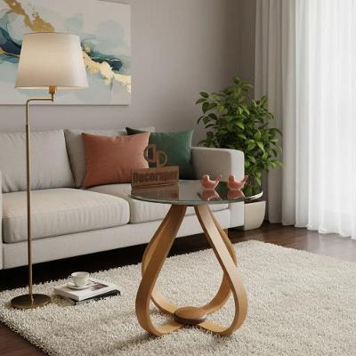 Mesa de Apoio Cebola Redondo MDF Madeira 50CM Off White Decoraper