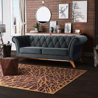 Sofá 4 Lugares Império 280 Cm Veludo Cinza C-317 - 5