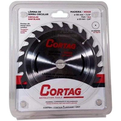 Lâmina de Serra Circular 24 Dentes Ø 185MM para Madeira com Metal Duro Inox Cortag