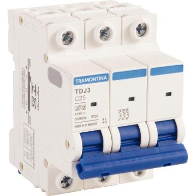 Disjuntor Tdj 3P 25A Curva 3KA C 3P 25A Bivolt Branco Tramontina