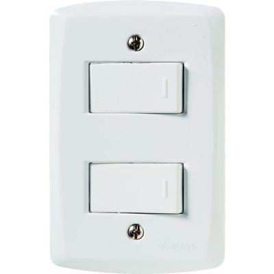Conjunto de Interruptor Simples e Paralelo Lux2 com Acabamento Brilho Branco Tramontina 4X2