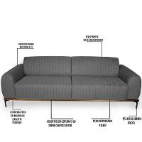 Sofá 4 Lugares Para Sala De Estar Molino 260 Cm Cinza C-416 - 5