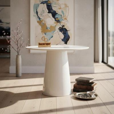 Mesa de Canto Cone Laqueado Redondo Vidro MDF 60CM Decoraper