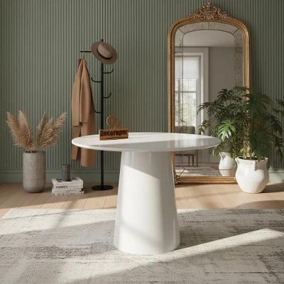 Mesa de Canto Cone Laqueado Redondo Vidro MDF 60CM Decoraper