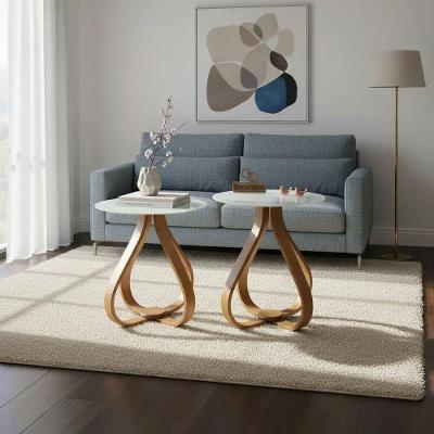 Mesa de Canto Cebola Redondo MDF Laqueado com Vidro 50CM Off White Decoraper
