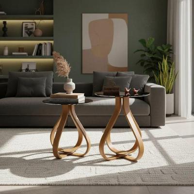 Mesa de Canto Cebola Redondo MDF Laqueado 50CM Preto Decoraper