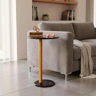 Mesa de Apoio Monopé Redonda MDF com Vidro 35CM Preto Decoraper