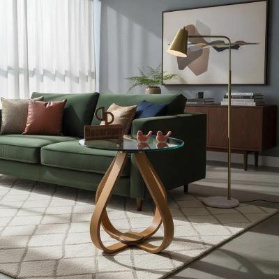Mesa de Apoio Cebola Redondo MDF Madeira 50CM Off White Decoraper