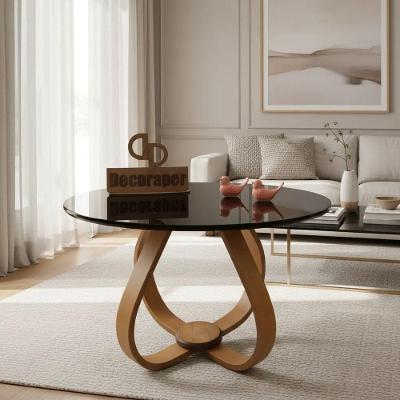 Mesa de Centro Cebola Redonda Vidro MDF 70CM Preto Decoraper Laqueada