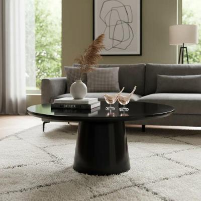 Mesa de Centro Base Cone Laqueada Redonda MDF 70CM Preto Decoraper