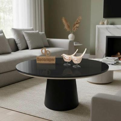 Mesa de Centro Base Cone Laqueada Redonda MDF 70CM Preto Decoraper