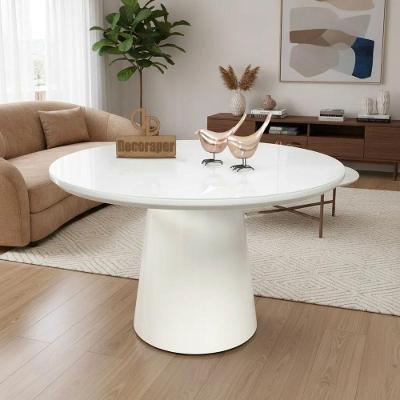 Mesa de Centro Base Cone Laqueada Redonda MDF 60CM Branco Decoraper