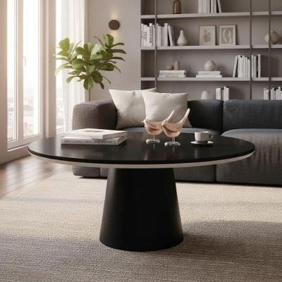 Mesa de Centro Base Cone Laqueada Redonda MDF Madeira 60CM Preto