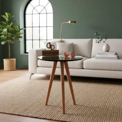 Mesa de Canto Redondo MDF Madeira Maciça 60CM Amadeirado Decoraper