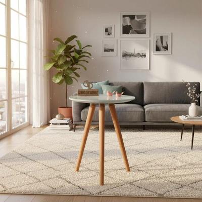Mesa de Canto Pés Palito Redondo Vidro Madeira Maciça 50CM Decoraper