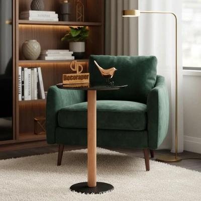 Mesa de Canto Monope Redonda Vidro MDF Madeira 45CM Preto Decoraper