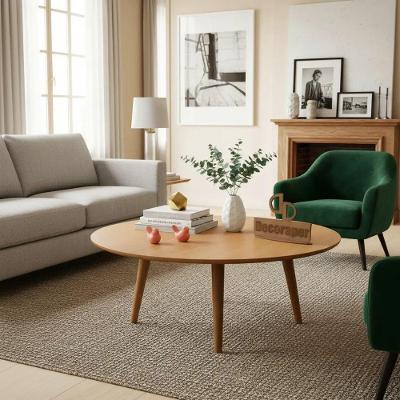 Mesa de Centro Oval Laminada MDF Pés Palito 90CM Amadeirado Decoraper