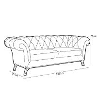 Sofá 3 Lugares Império 230 Cm Veludo Cinza C-317 - 2