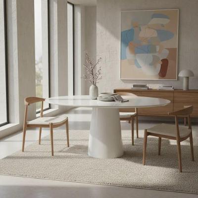 Mesa de Jantar Cone Laqueado 6 Lugares Redonda MDF 135CM Off White