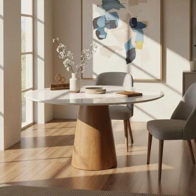 Mesa de Jantar Cone 6 Lugares Redonda MDF e Vidro Branco Decoraper