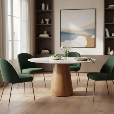 Mesa de Jantar Cone 6 Lugares Redonda com Vidro 120CM Branco Decoraper