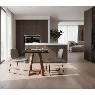 Mesa de Jantar Base X 4 Lugares Quadrada MDF Laqueado com Vidro Preto Decoraper
