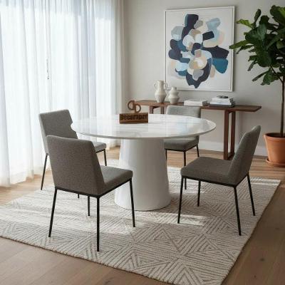 Mesa de Jantar Cone 4 Lugares Redonda Laqueada com Vidro Branco Decoraper