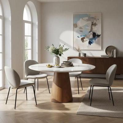 Mesa de Jantar Cone 6 Lugares Redonda MDF e Vidro Branco Decoraper