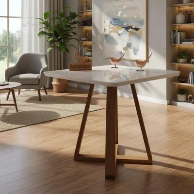 Mesa de Jantar Pandora 6 Lugares Retangular MDF Laqueado Branco Decoraper