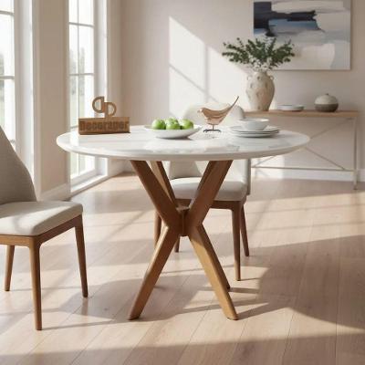 Mesa de Jantar Pandora 6 Lugares Redonda Laqueada com Vidro Branco Decoraper