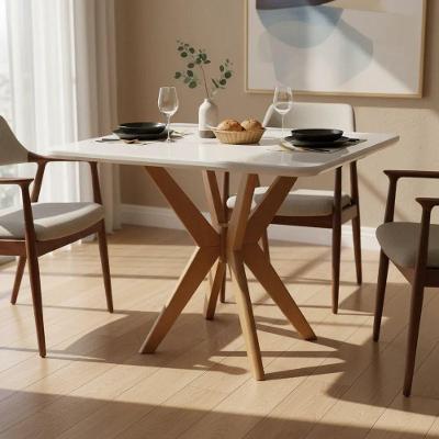 Mesa de Jantar Pandora 4 Lugares Quadrada MDF Laqueado com Vidro Branco Decoraper