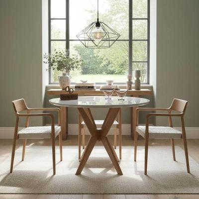Mesa de Jantar Pandora 4 Lugares Redonda Laqueada com Vidro 90CM Off White Decoraper
