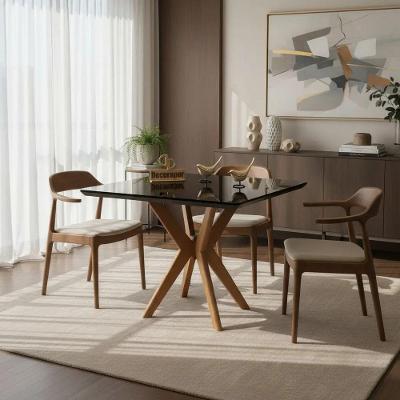 Mesa de Jantar Pandora 4 Lugares Quadrada MDF Laqueado 120CM Preto Decoraper