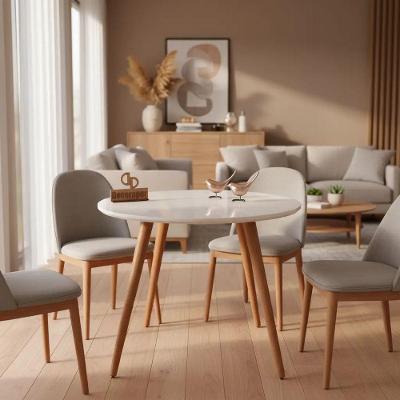 Mesa de Jantar Pés Palitos 4 Lugares Redonda MDF Laqueado 70CM Branco Decoraper