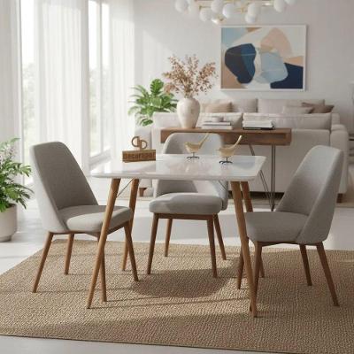 Mesa de Jantar Pés Palitos 4 Lugares Quadrada MDF Laqueado 80CM Off White Decoraper