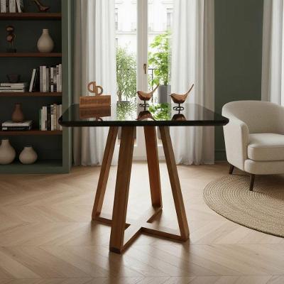 Mesa de Jantar Pandora 6 Lugares Retangular MDF Preto Decoraper