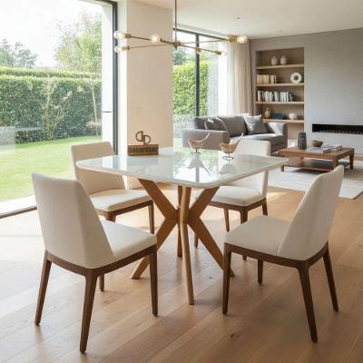Mesa de Jantar Pandora 6 Lugares Retangular MDF Laqueado com Vidro Off White Decoraper