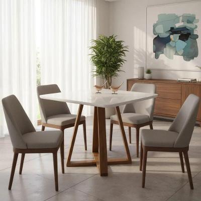 Mesa de Jantar Pandora 6 Lugares Retangular MDF Laqueado com Vidro Branco 120CM Decoraper